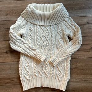 Boston Proper Cowl neck Cable Knit Sweater - Cream